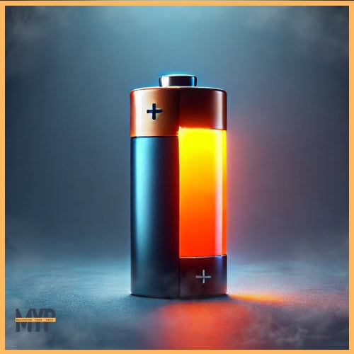 sleek and creative depiction of the batteries, highlighting the contrast between drained and renewed energy with a clean, minimalist design.